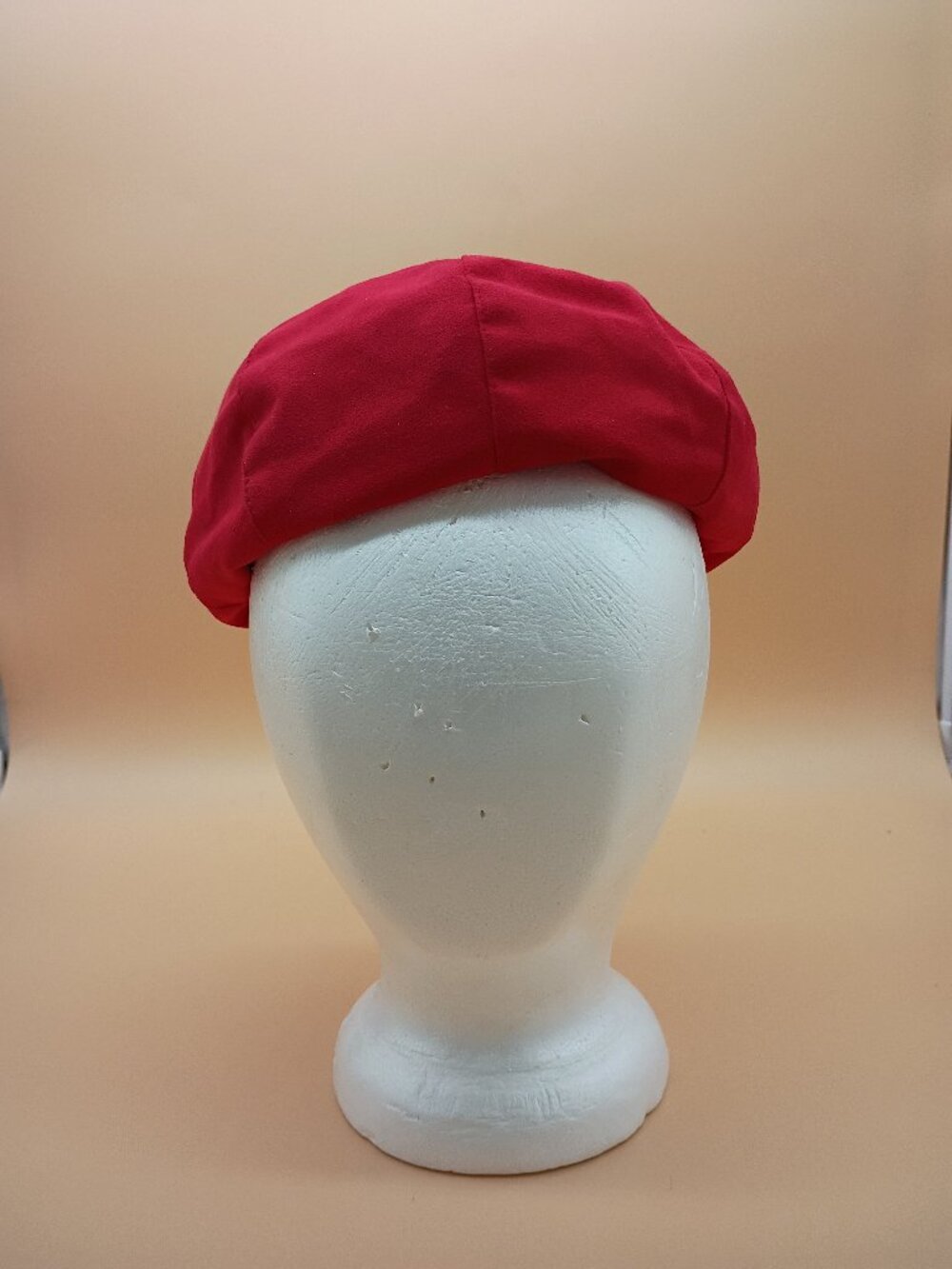 Vintage Ladies Hat Red Small Round Lined Mod GoGo